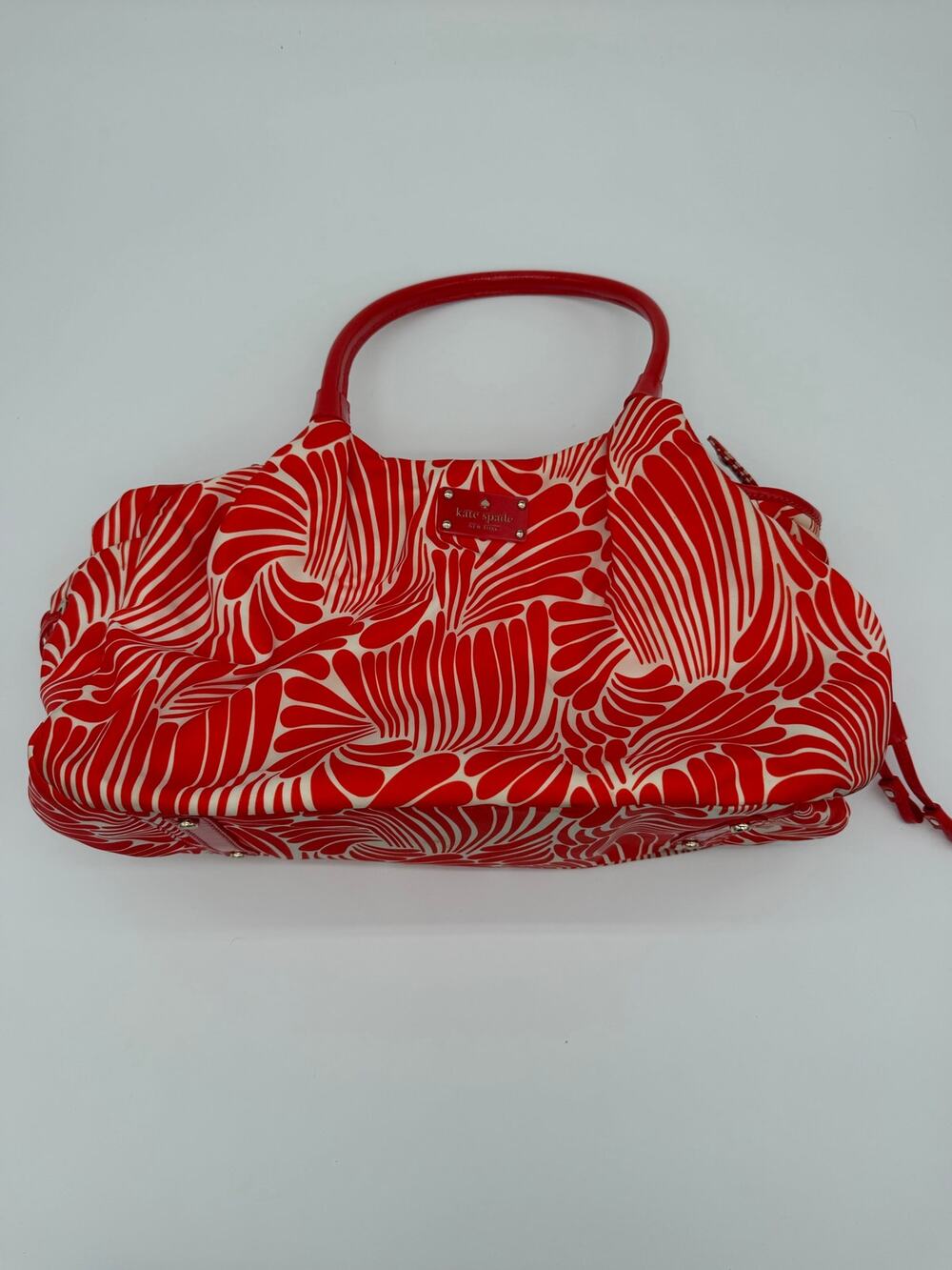 Kate Spade Stevie diaper bag red leaf design
